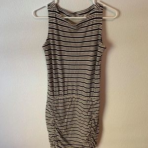Black White Athleta Striped Garterized Dress XSP